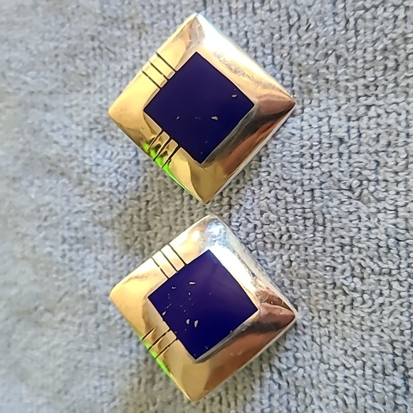 STERLING SILVER AND LAPIS EARRINGS - Picture 1 of 3